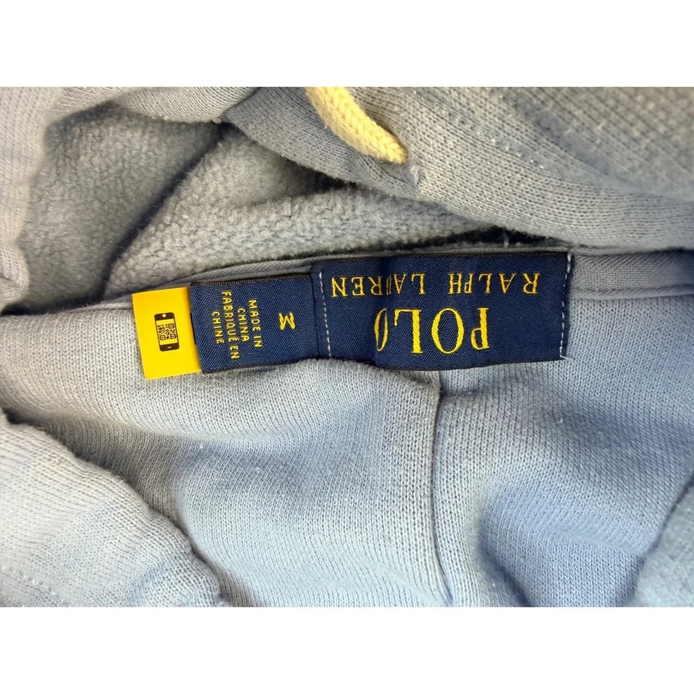 Polo Ralph Lauren Mens Size M Blue Fleece Hoodie Pullover Sweatshirt Embroidered - Picture 3 of 7